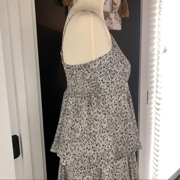 New Black & White Floral Multi Tiered Dress Size M - Picture 8 of 15